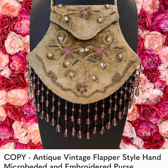 Antique vintage flapper style hand microbeaded and embroidered purse. - Picture 5 of 5